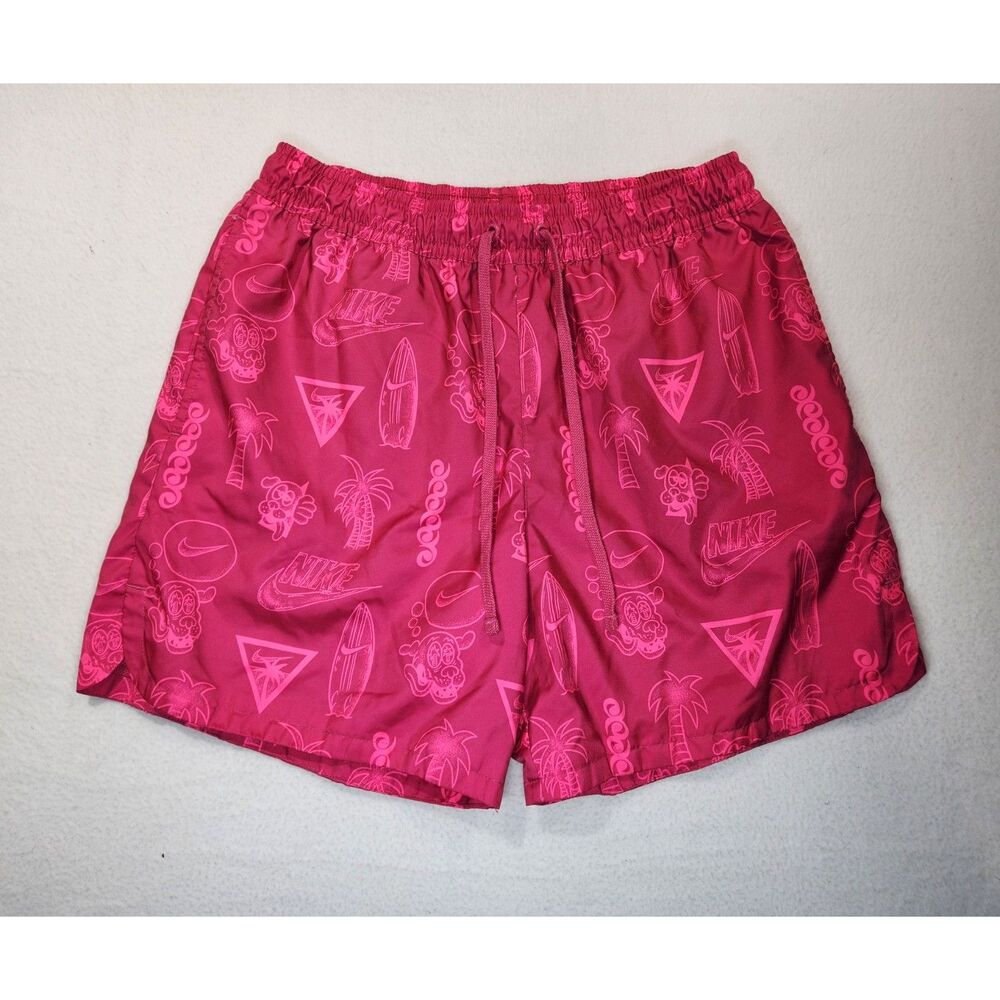 Nike Swim Volley Shorts Pink Tropical Cover Up Lined Beach Trunks Womens 28-30 w